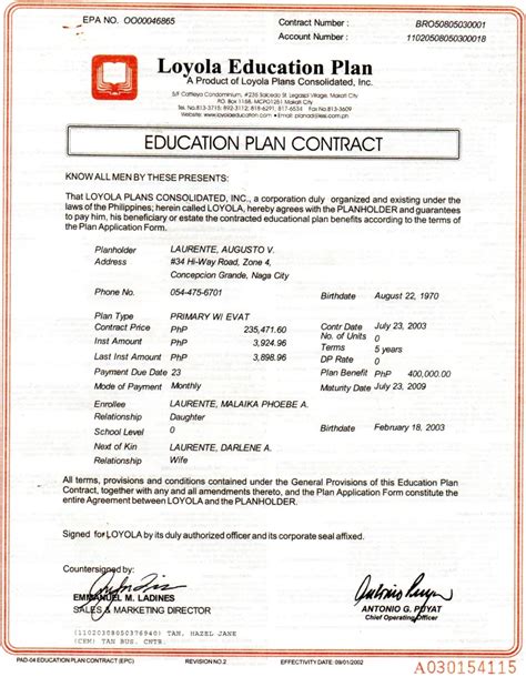 Loyola Educational Plan Claim.